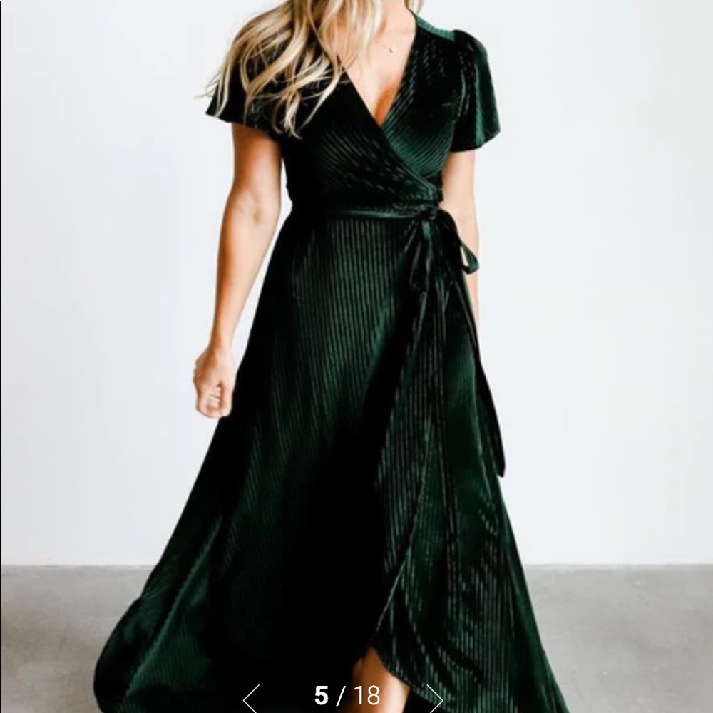 XS Womens Baltic Born Emerald Velvet wrap dress